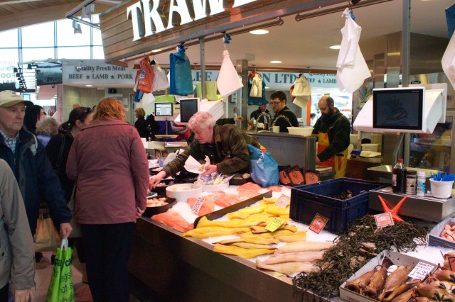 The fishmonger's stall in Leicester Market